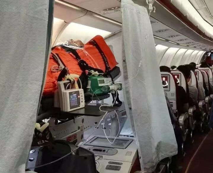 银川跨国医疗包机、航空担架